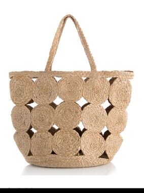 Shiraleah Natural Straw Circle-Weave 100% Jute Tote Bag - Women Bags